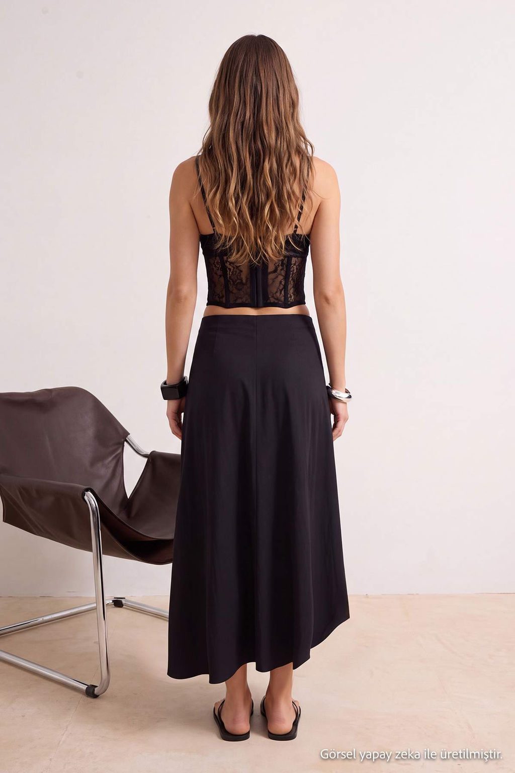 Siyah Pile Detayl_ Maxi Modal Etek TWOSS26ET00229 - Trendyolmilla фото 4