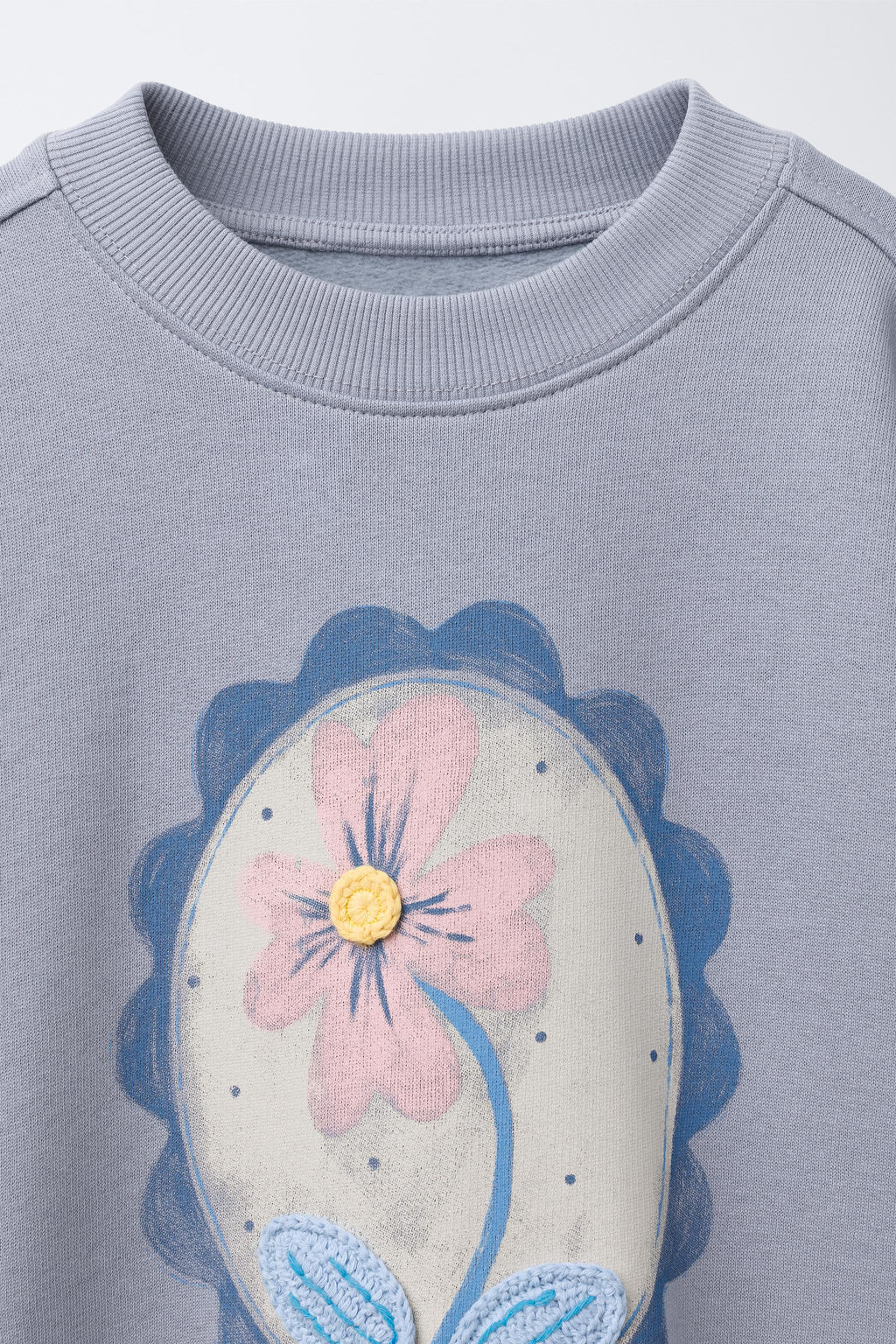 FLORAL PRINT SWEATSHIRT WITH CROCHET DETAIL - Zara фото 3