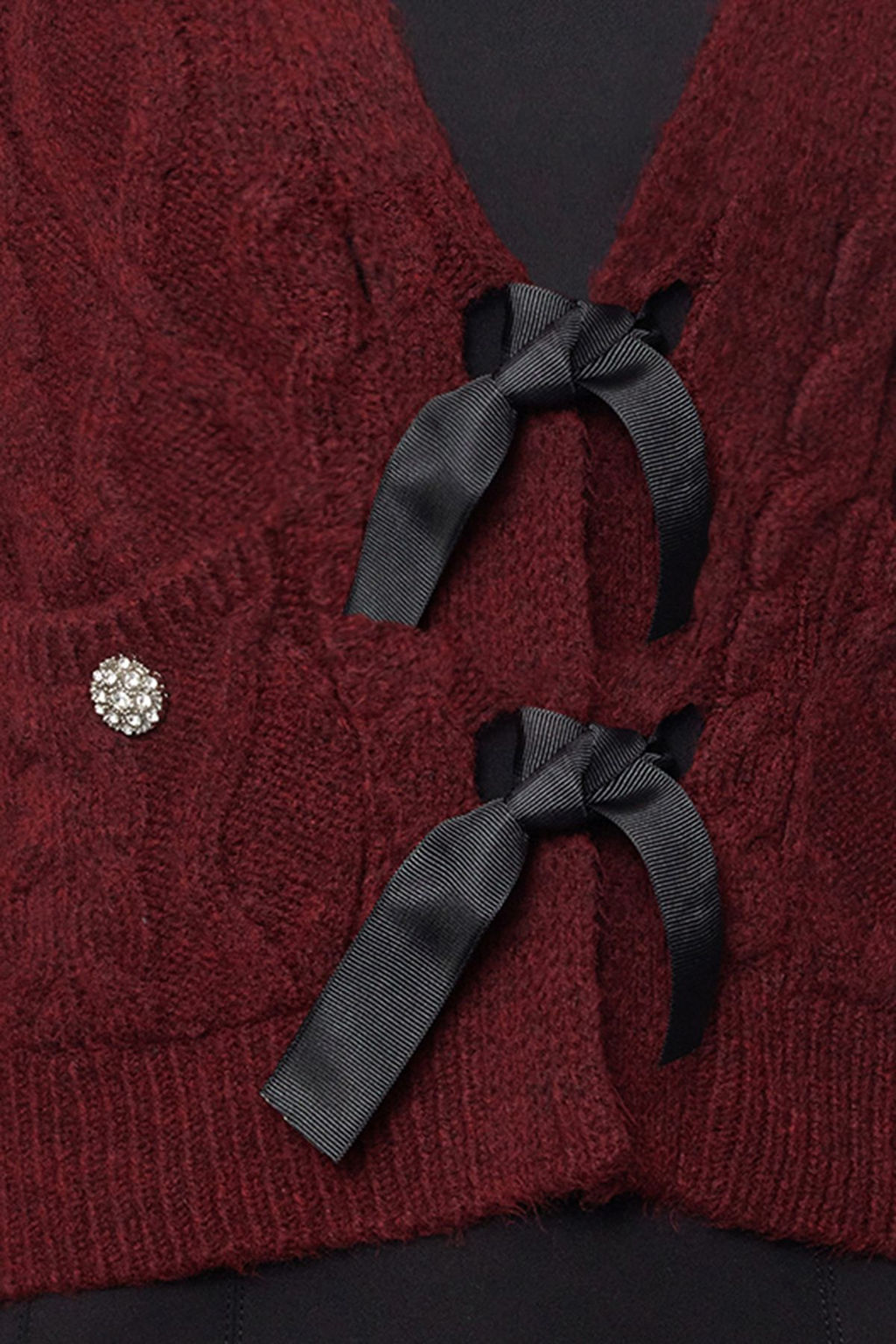 Limited Edition Bordo Yumusak Dokulu Kurdele/Fiyonk Detayl? Sac Orgu Triko Kazak TWOAW22KZ1947 - Trendyolmilla фото 4