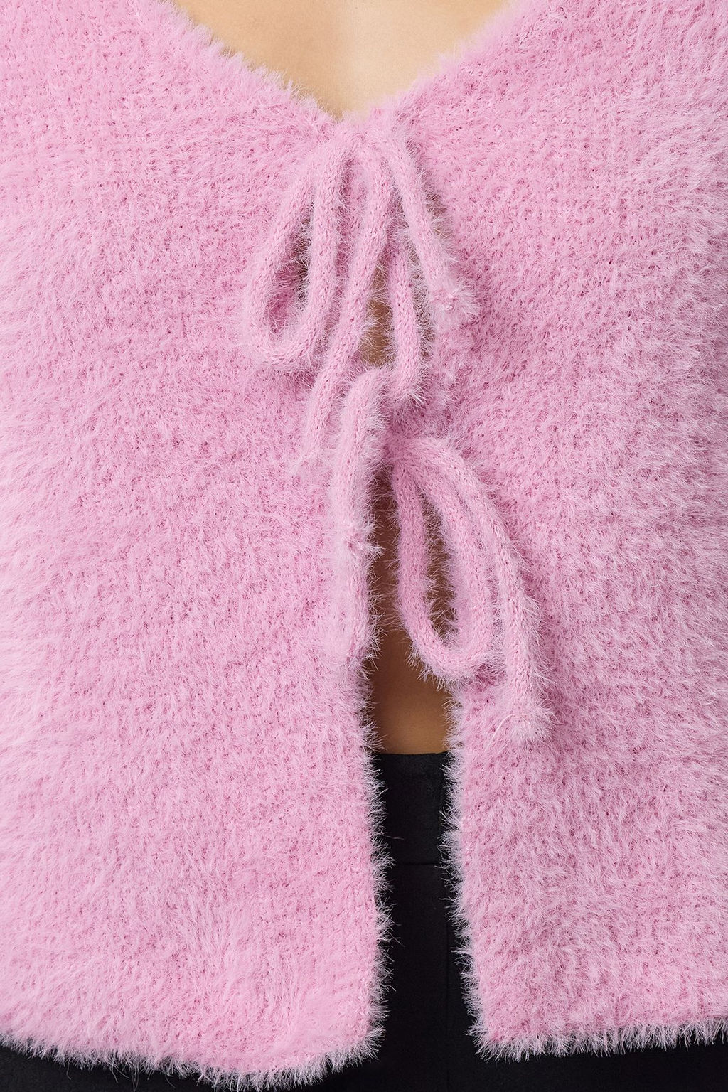 Pembe Crop Tuylu Baglama Detayl? Triko H?rka TWOAW25HI00111