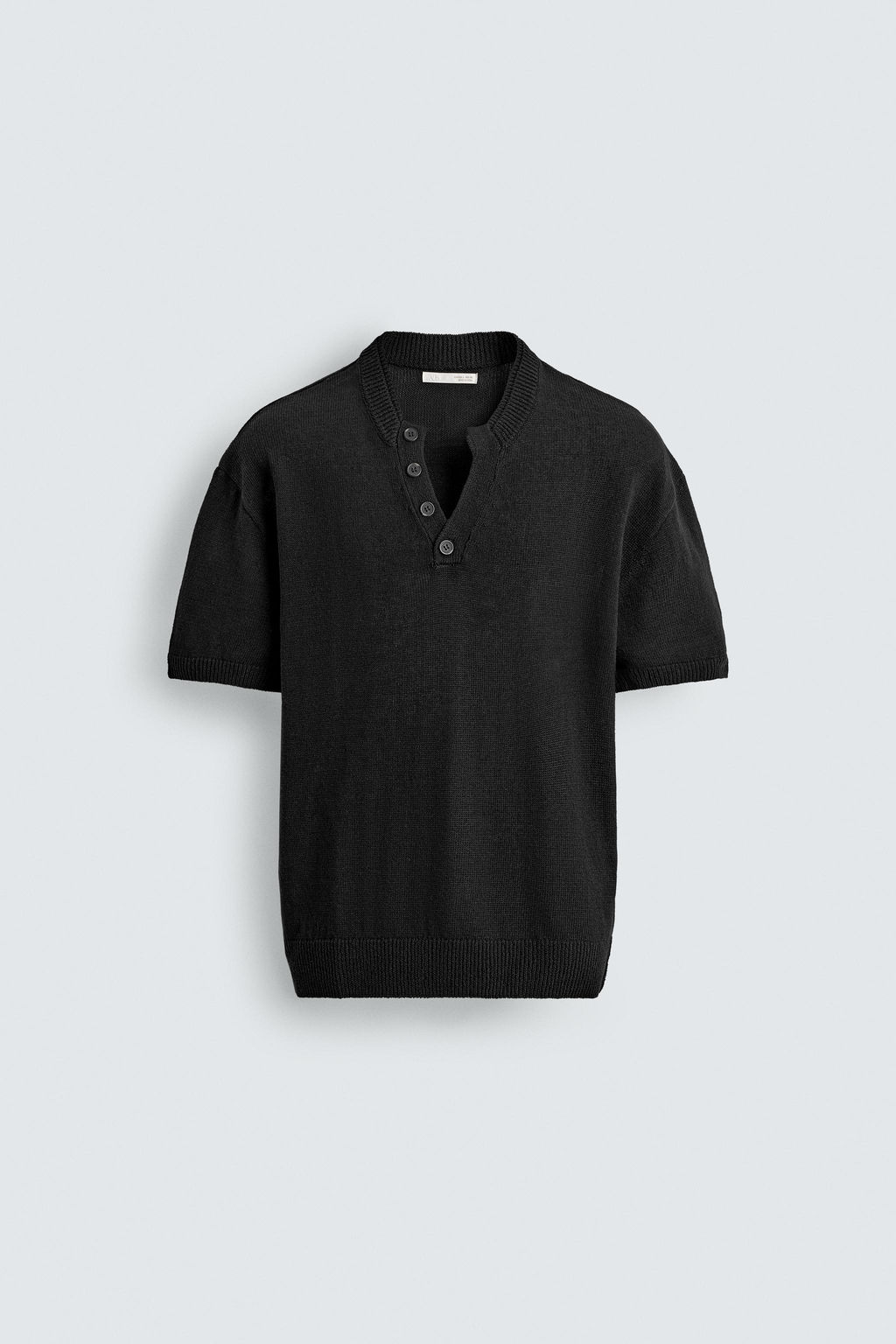 CAMISETA PUNTO ALGOD?N - LINO / Negro - Zara фото 7