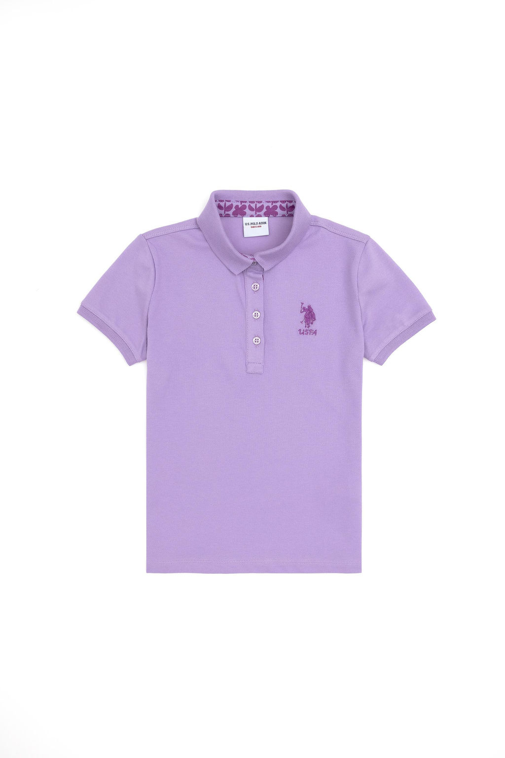 U. S. Polo Assn / Базовая футболка сиреневого цвета с воротником-поло для девочек - U.s. polo assn фото 6