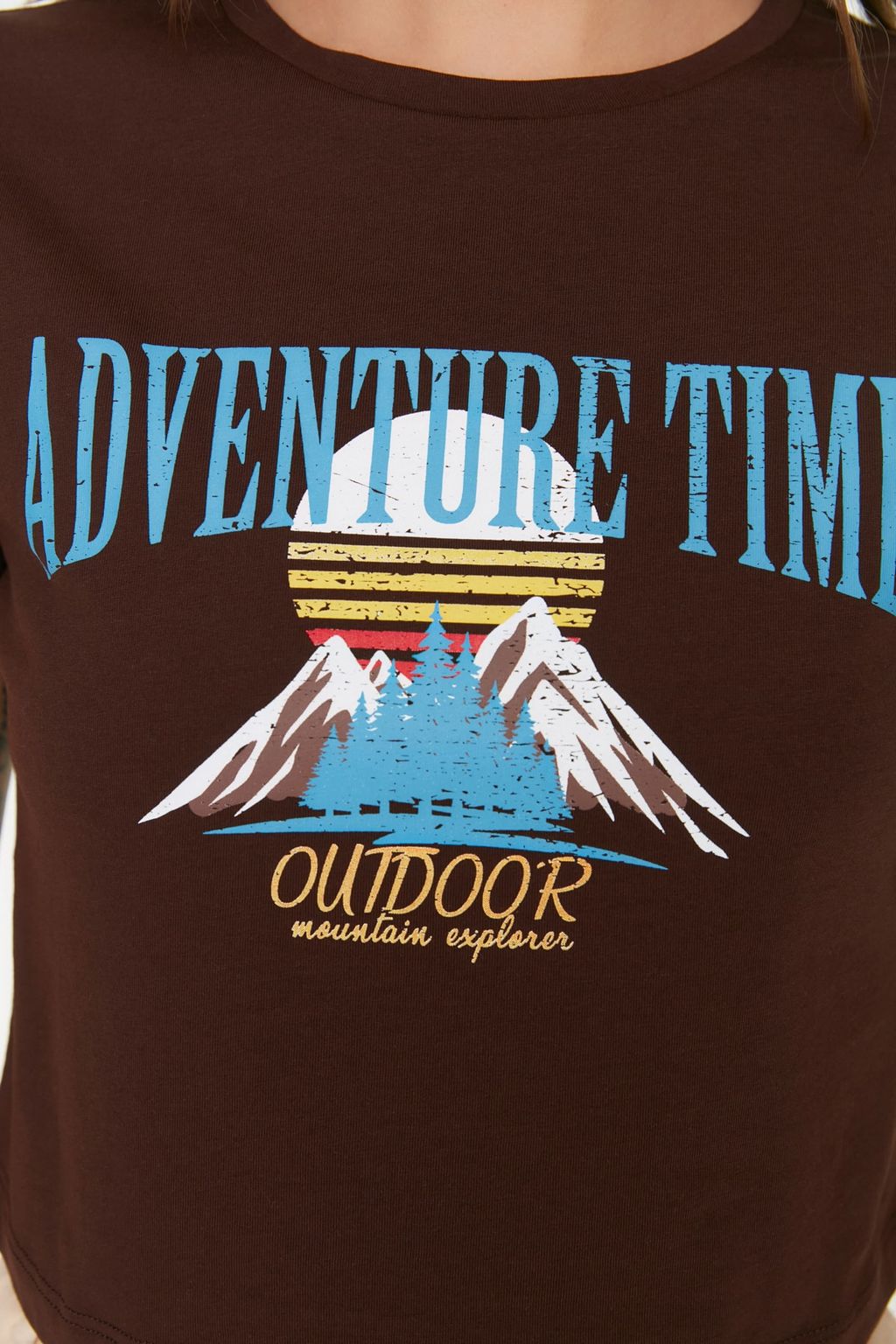 Kahverengi %100 Pamuk Bask?l? Basic Crop Bisiklet Yaka Orme T-Shirt TWOSS22TS2190 - Trendyolmilla фото 5