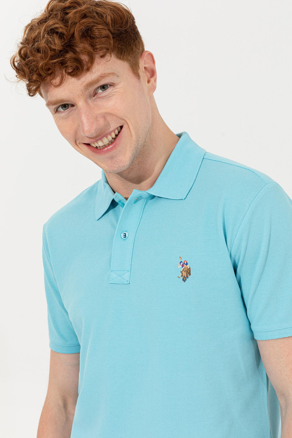Erkek Turkuaz Polo Yaka Basic T-Shirt Sepette S_rpriz _ndirim