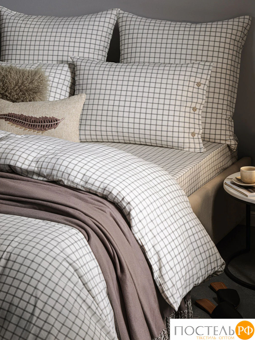 КПБ PRIME PRIVE ВАЛЬБО бел/черн (клетка)  фото 3