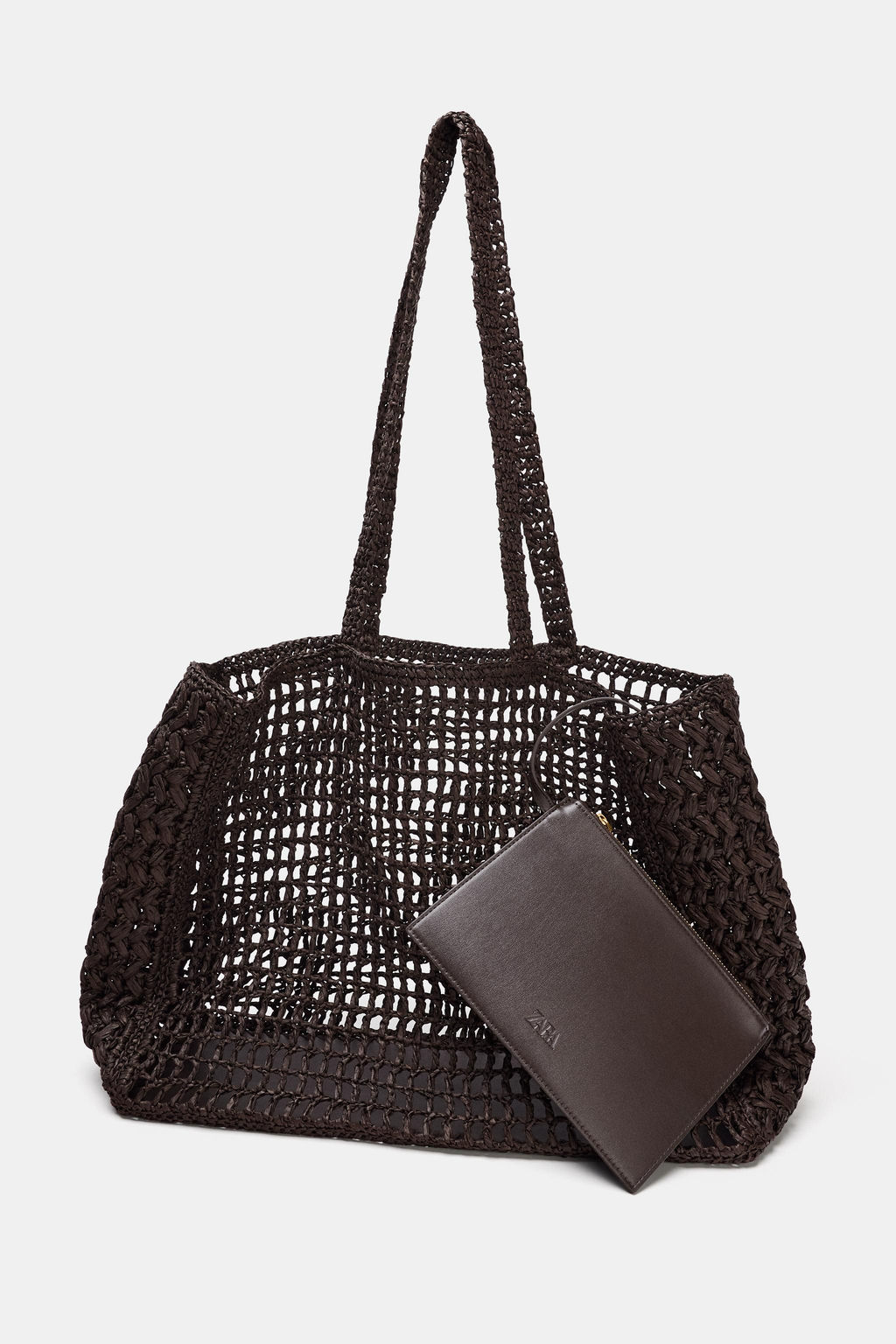 BOLSO MAXI SHOPPER TRENZADO / Marr?n - Zara фото 3