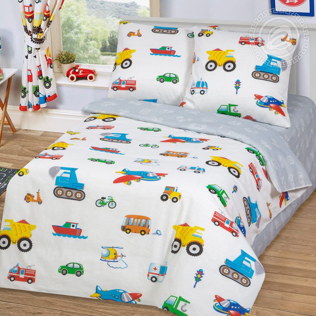 Моторчик 1,5 сп./Пододеяльник: 1 шт. - 215*143; Простыня: 1 шт. - 214*150; Наволочка: 2 шт. - 70*70; Бязь детская