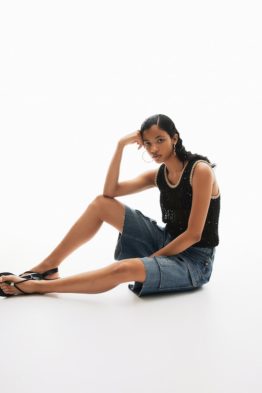 Bermudas cargo en denim Low - H&m фото 2