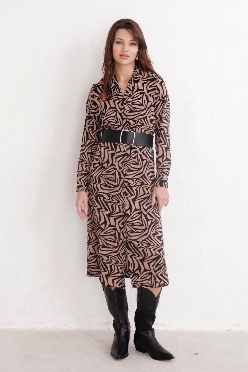 Платье-рубашка с английским воротником принт - Martichelli фото 280