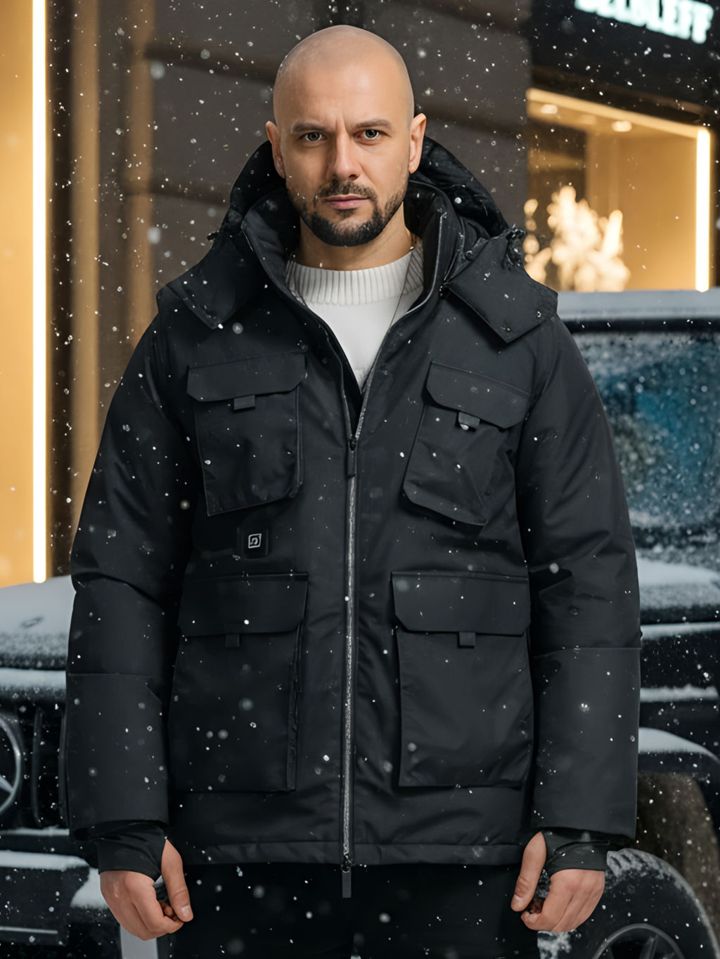 Куртка - жилетка трансформер с подогревом 2 в 1 мужская зимняя черного цвета 6668Ch - Mtforce фото 38