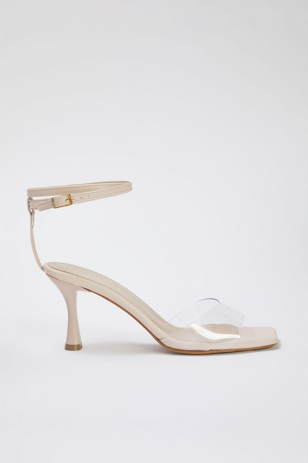 Trendyol Shoes Bej Vinil Bantl? Bilekten Baglamal? Kare Burun Kad?n Topuklu Sandalet TAKSS25TO00011 - Trendyolmilla фото 5