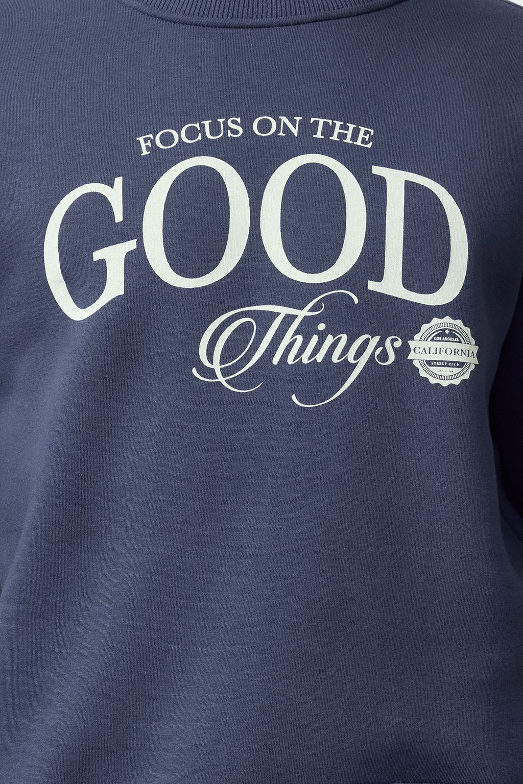 TRENDYOL MAN Lacivert Oversize/Genis Kesim Ici Polar/S?cak Tutan Bask?l? Sweatshirt TMNAW25SW00064 - Trendyolmilla фото 5