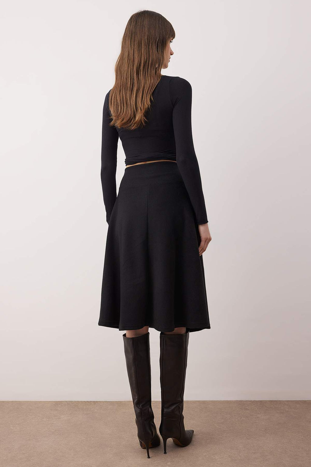 Siyah Selanik A-line/Can Ac?lan Midi Orme Etek TWOAW26ET00149