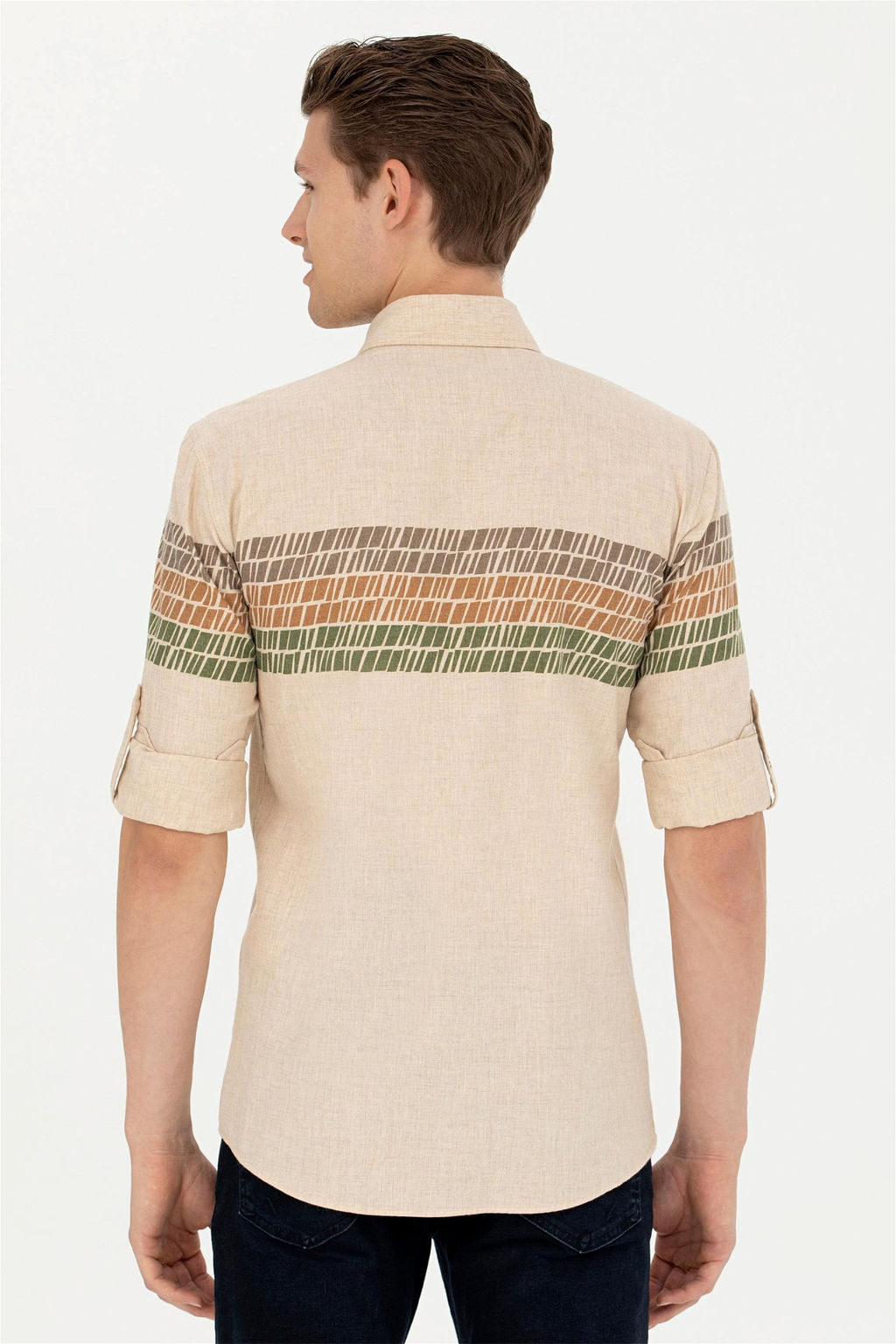 Мужская бежевая рубашка с длинным рукавом - U.s. polo assn фото 12