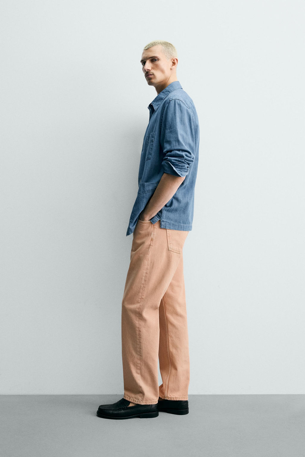JEANS STRAIGHT FIT COLOR LAVADO / Naranja - Zara фото 4
