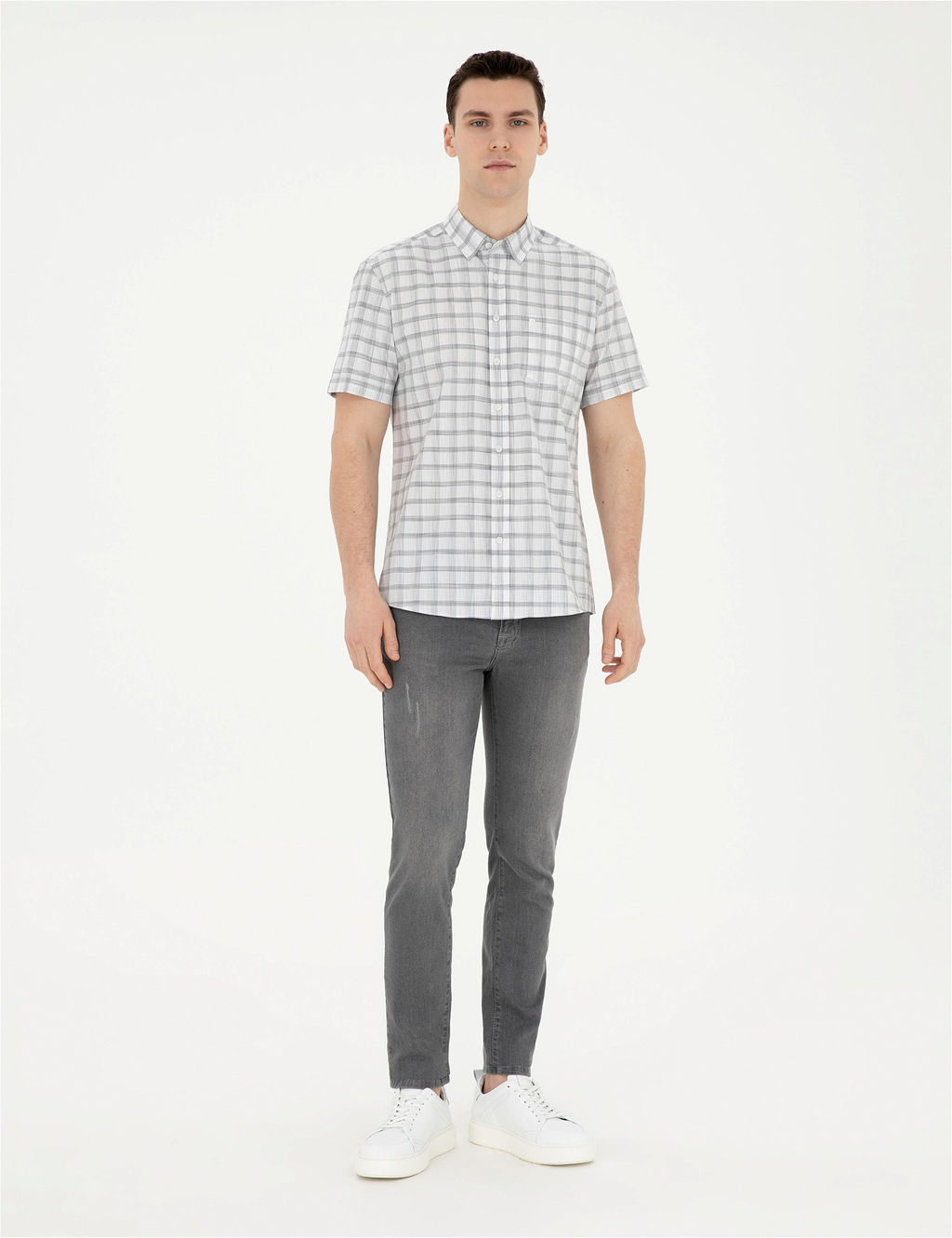Gri Regular Fit K_sa Kollu G_mlek - Pierre cardin фото 4
