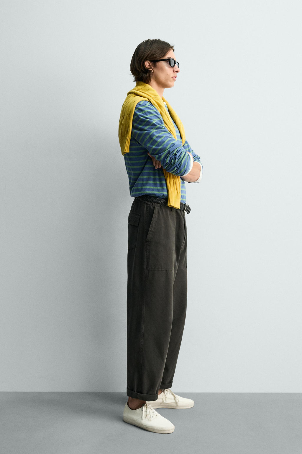 CAMISETA JACQUARD RAYAS / Azul