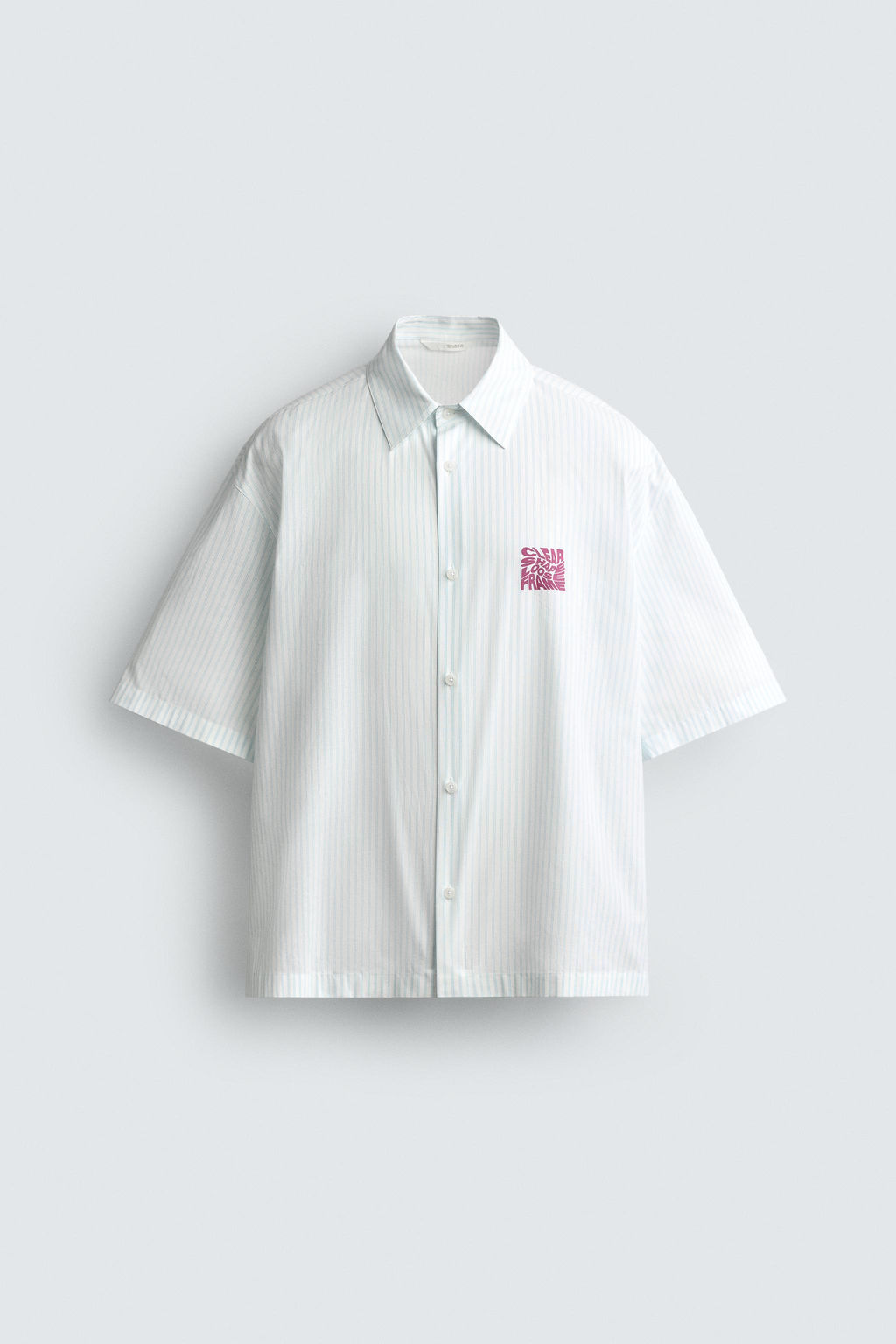 CAMISA BOXY FIT TEXTOS ESTAMPADOS / Blanco / Gris - Zara фото 7