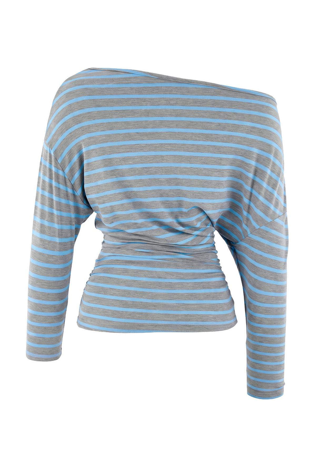 Gri Melanj-Mavi _izgili Asimetrik Yaka Beli B_g_l_ _rme T-Shirt TWOAW27TS00054 - Trendyolmilla фото 3