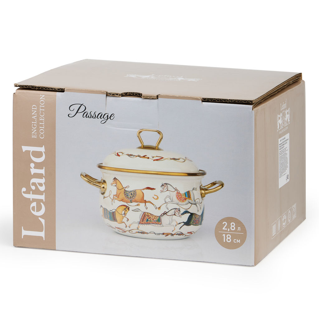 КАСТРЮЛЯ LEFARD ЭМАЛИРОВАННАЯ С КРЫШКОЙ, СЕРИЯ PASSAGE, 2,8Л, ДИА.18СМ ПОДХОДИТ ДЛЯ ИНДУК.ПЛИТ фото 4