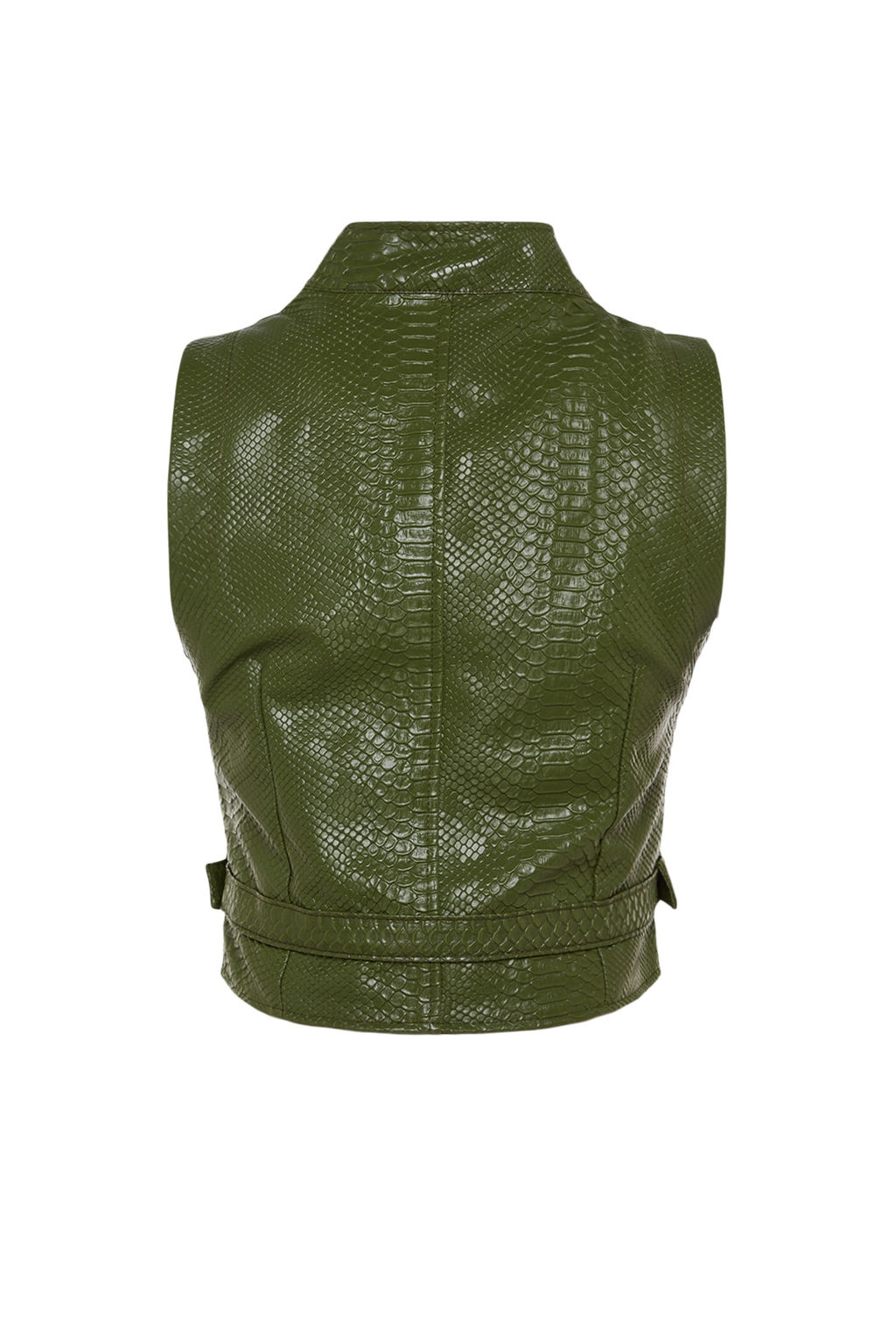 Limited Edition Haki Astarl? Timsah Desenli Crop Dokuma Yelek TWOAW22YE0083