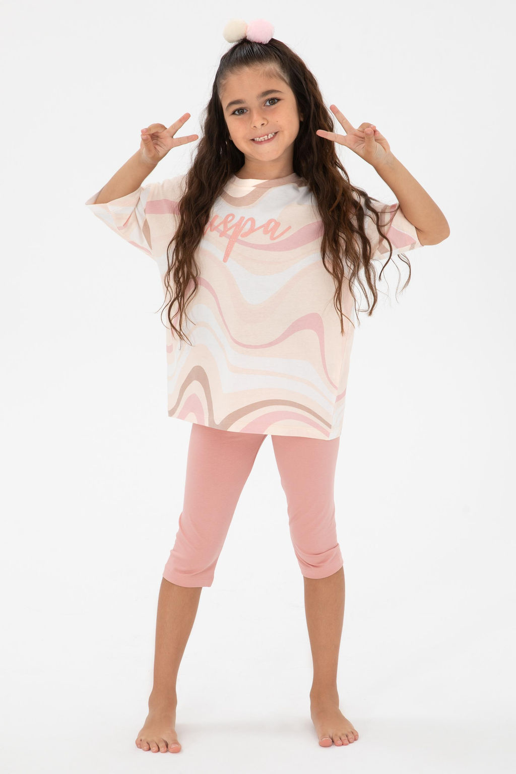 K_z _ocuk Bej Pijama Tak_m_ Sepette S_rpriz _ndirim - U.s. polo assn фото 6