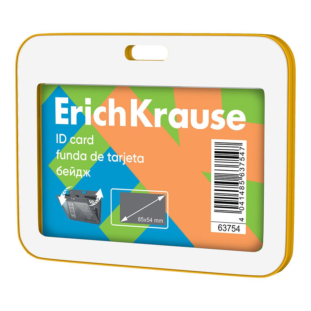 АКЦИЯ Цена за 5 шт. Бейдж горизонтальный ErichKrause Neon, книжка, размер вставки 85х54 мм, желтый (в пакете)