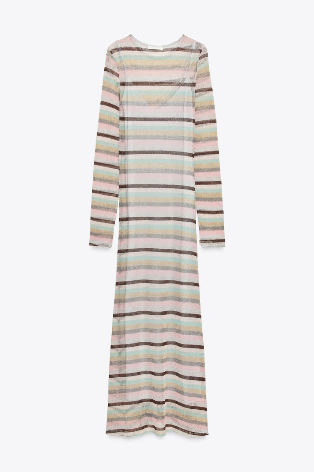 LONG METALLIC THREAD STRIPED DRESS - Zara фото 5