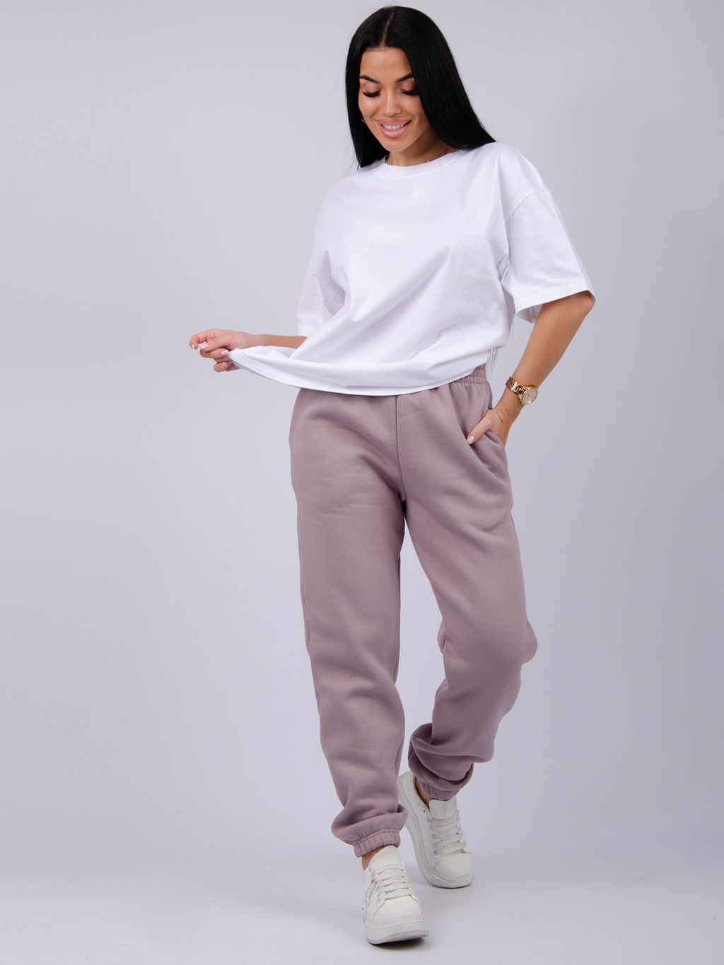 Джоггеры Мистерия 5, футер 3-х нитка начес - Малина фото 18