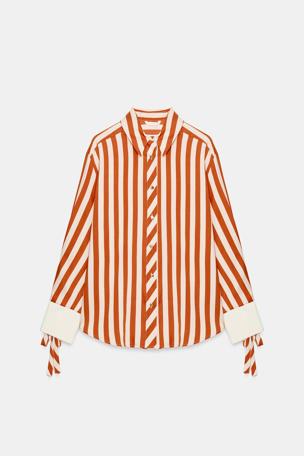 CAMISA RAYAS LAZOS / blanco-naranja