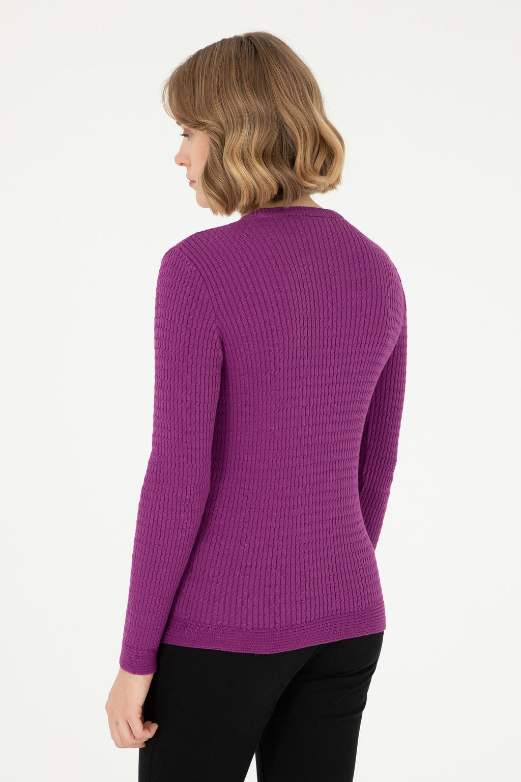 Женский фиолетовый базовый свитер Неожиданная скидка в корзине - U.s. polo assn фото 5