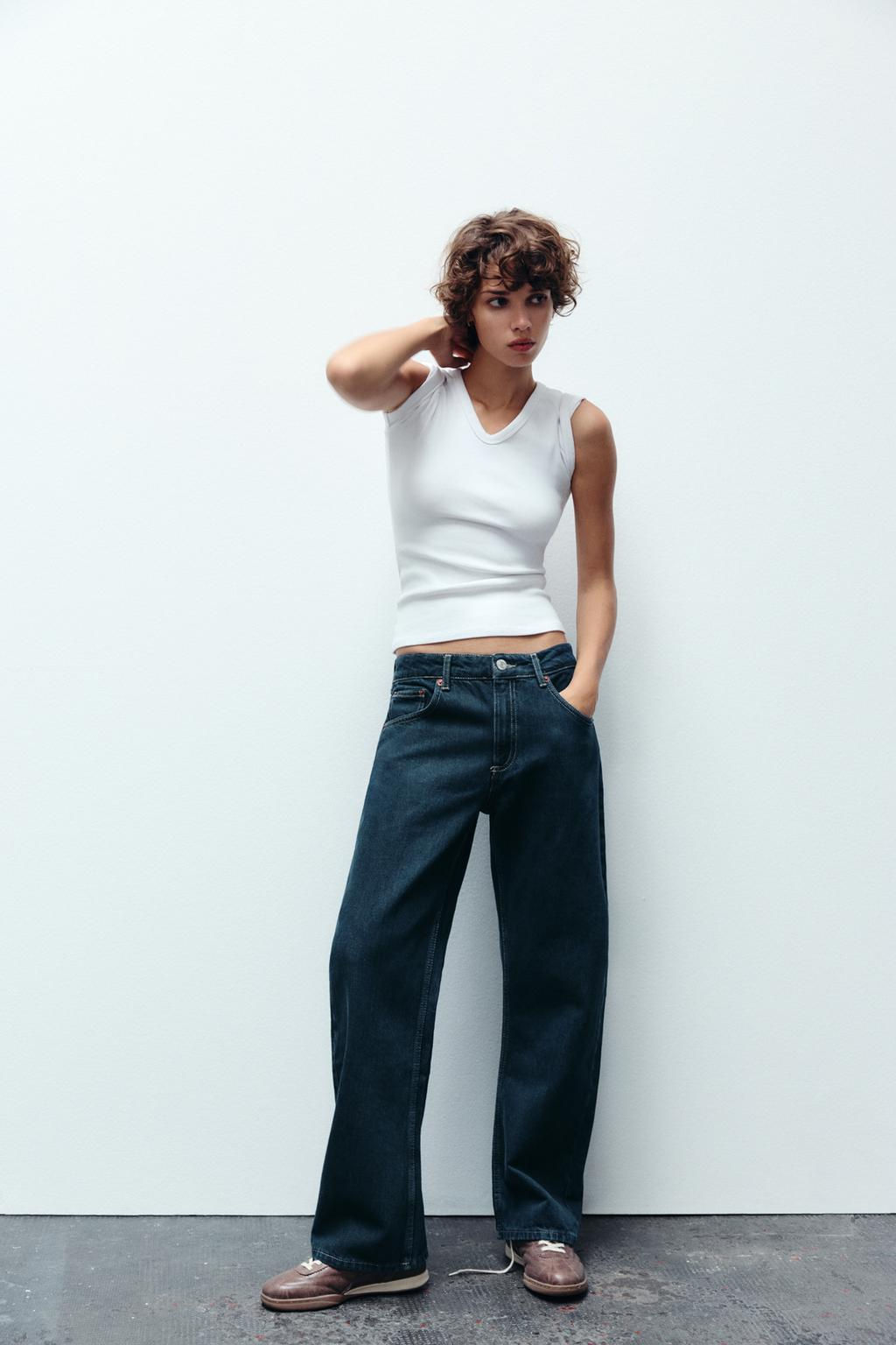 TRF BALLOON CURVED LEG MID-WAIST JEANS - Zara фото 3