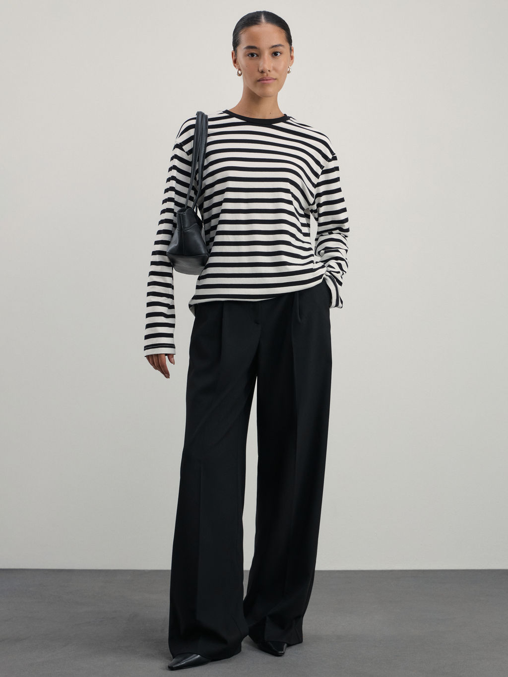 Лонгслив в полоску из хлопка / Zarina  фото 2