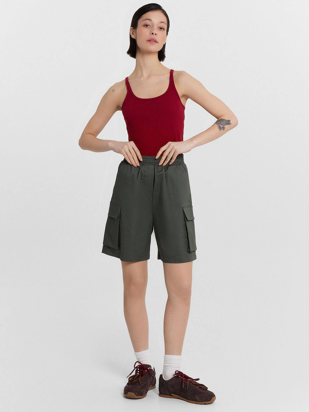 Шорты женские хаки темный хаки 132363 - Mark formelle фото 4