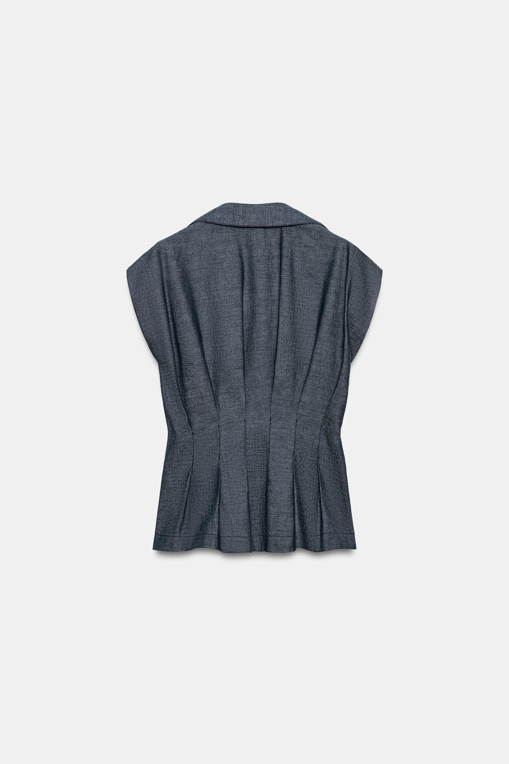 CAMISA ENTALLADA PINZAS CON LINO / Azul - Zara фото 9