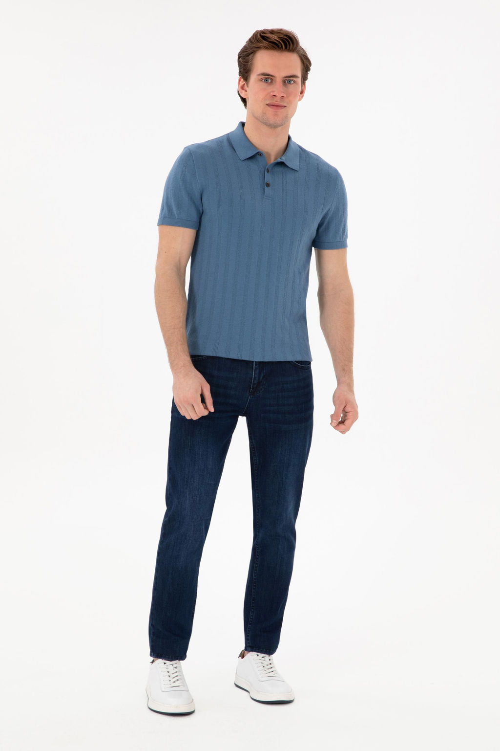 Erkek Slim Fit Polo Yaka Koyu Mavi Triko Ti__rt Sepette S_rpriz _ndirim - U.s. polo assn фото 4