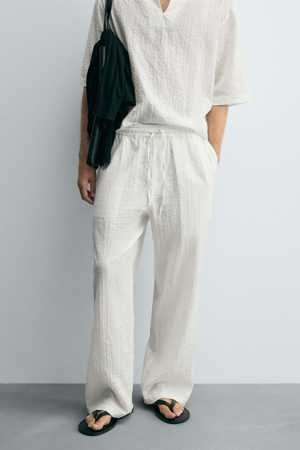 TEXTURED RELAXED FIT TROUSERS - Zara фото 2