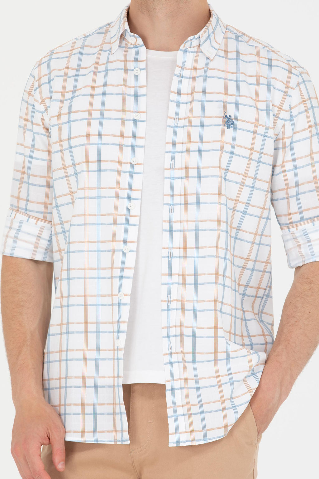 U. S. Polo Assn Мужская рубашка в клетку цвета экрю - U.s. polo assn фото 6