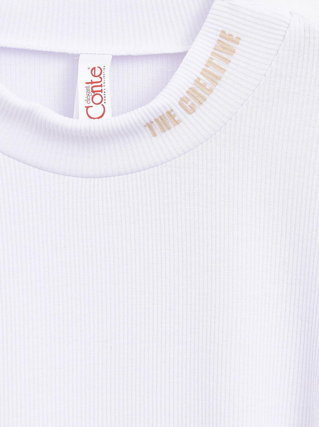 CONTE Джемпер в мелкий рубчик с надписью The creative LD 1575 white