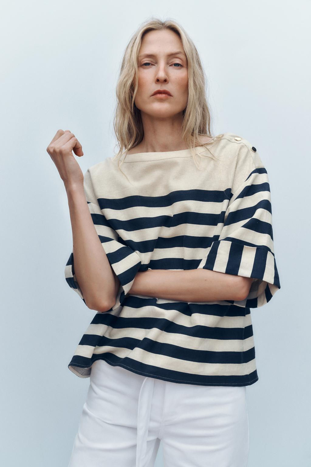 STRIPED LINEN BLEND SHIRT - Zara фото 9