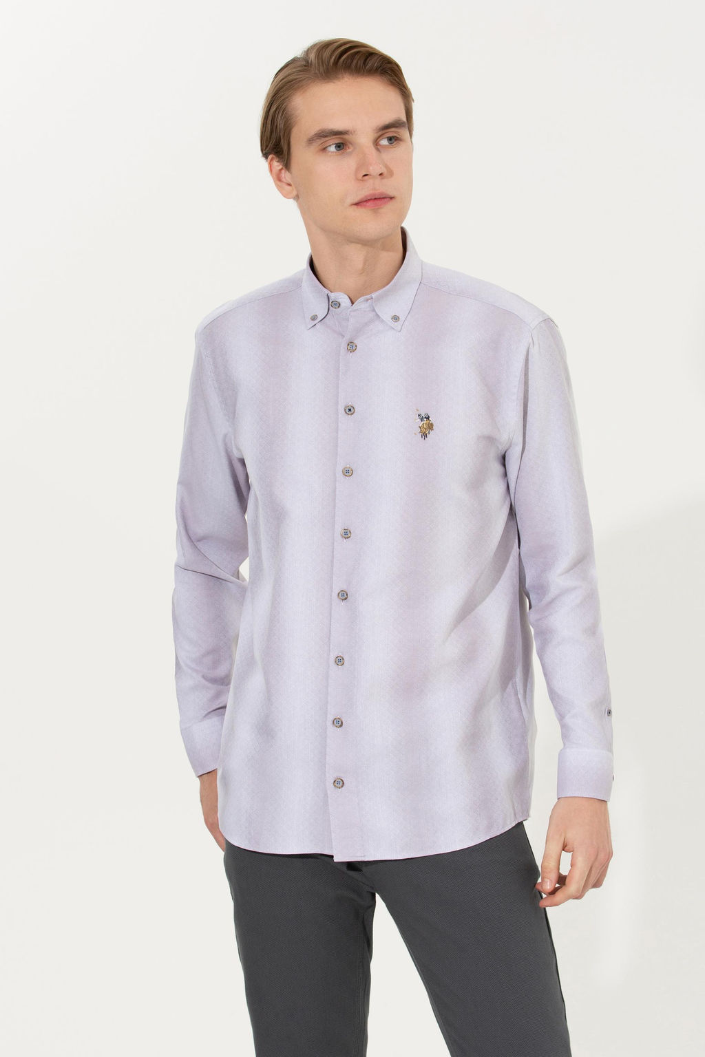 U. S. Polo Assn Мужская серая рубашка с длинным рукавом - U.s. polo assn фото 13