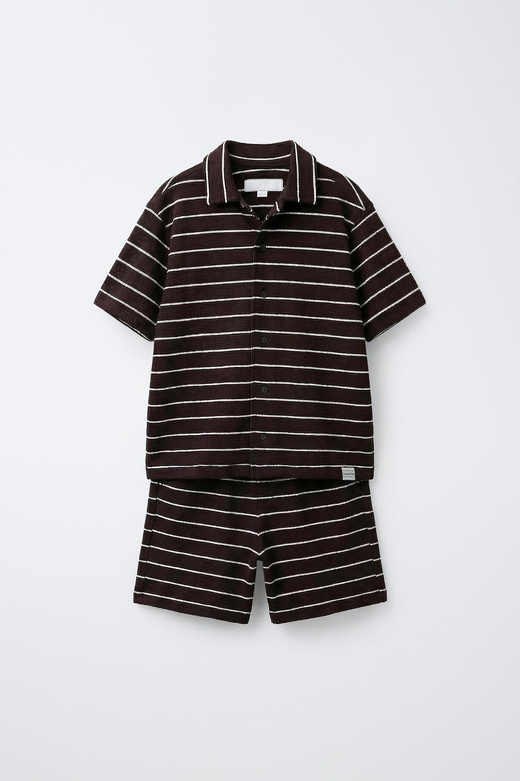 CONJUNTO WAFFLE CAMISA Y BERMUDA RAYAS / Marr?n - Zara фото 2