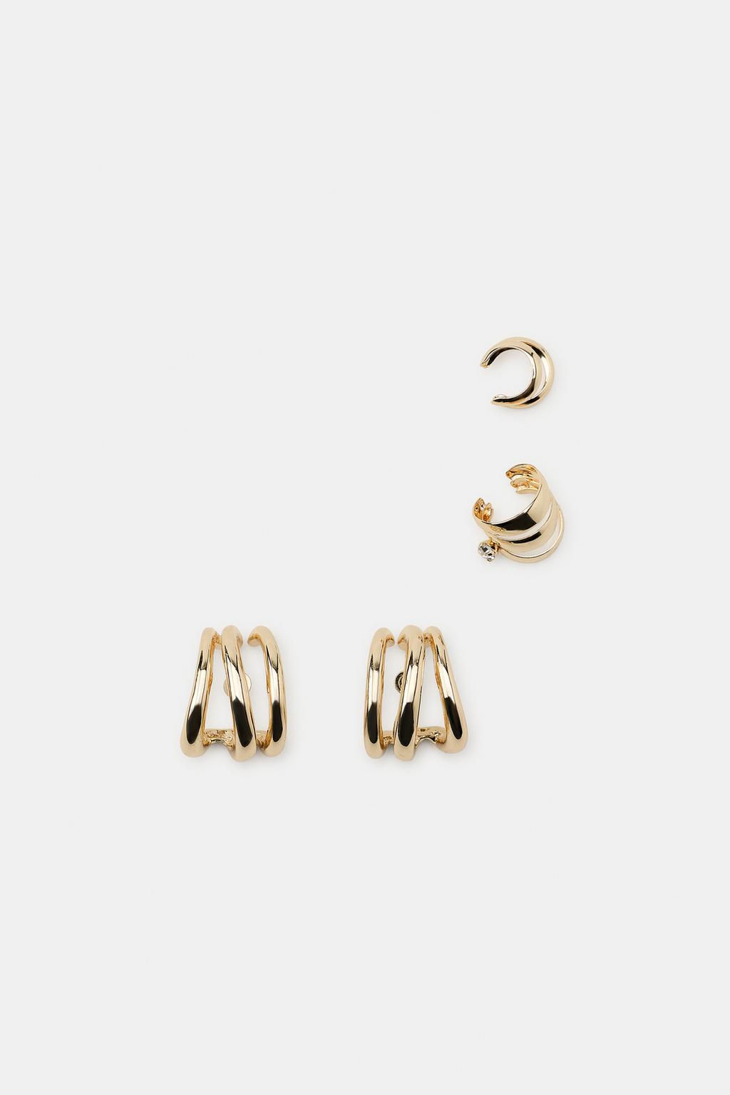PACK OF TRIPLE HOOP EAR CUFF EARRINGS - Zara фото 3