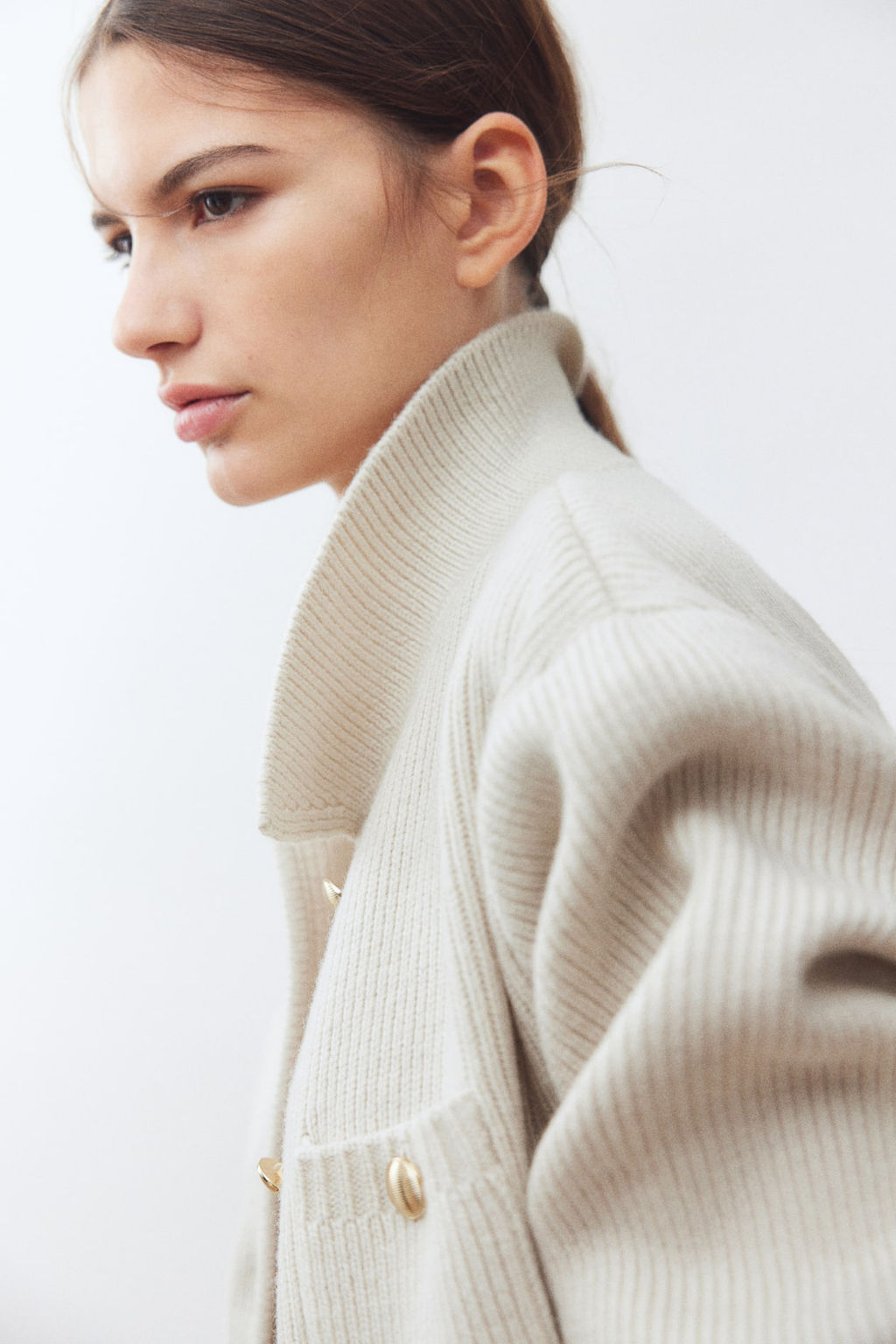 Cardigan en punto acanalado de lana - H&m фото 4