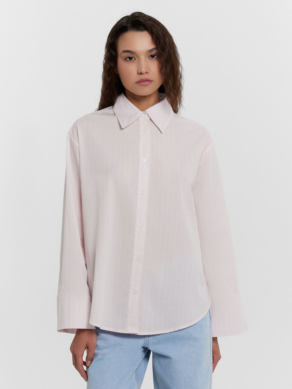 Рубашка женская розвая в полоску