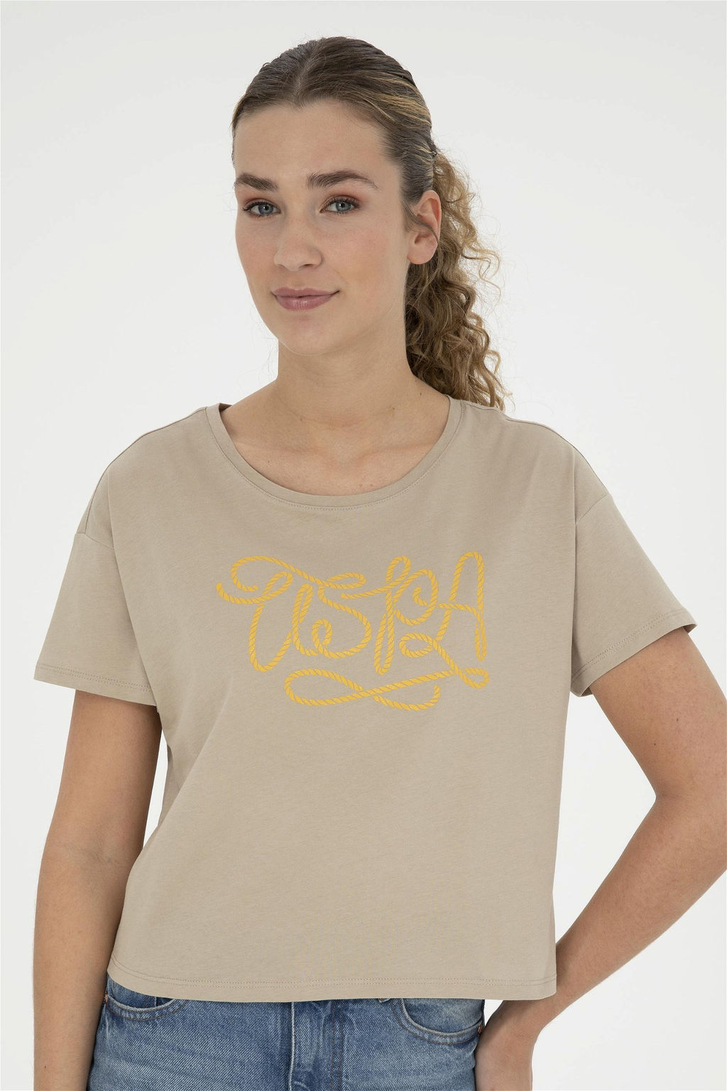 Женская футболка светло-хаки - U.s. polo assn фото 3