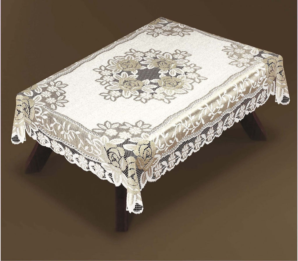 Скатерть арт. 54110/150/3, РОЗЫ, прямоугольная, размеры 150 см х 240 см, цвет кремово-золотистый - Firanka фото 4