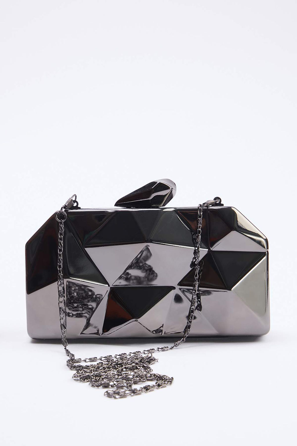 Koyu Antrasit Uc Boyutlu Abiye Kad?n S?k Mini Boy Clutch El Cantas? TAKSS25OC00064