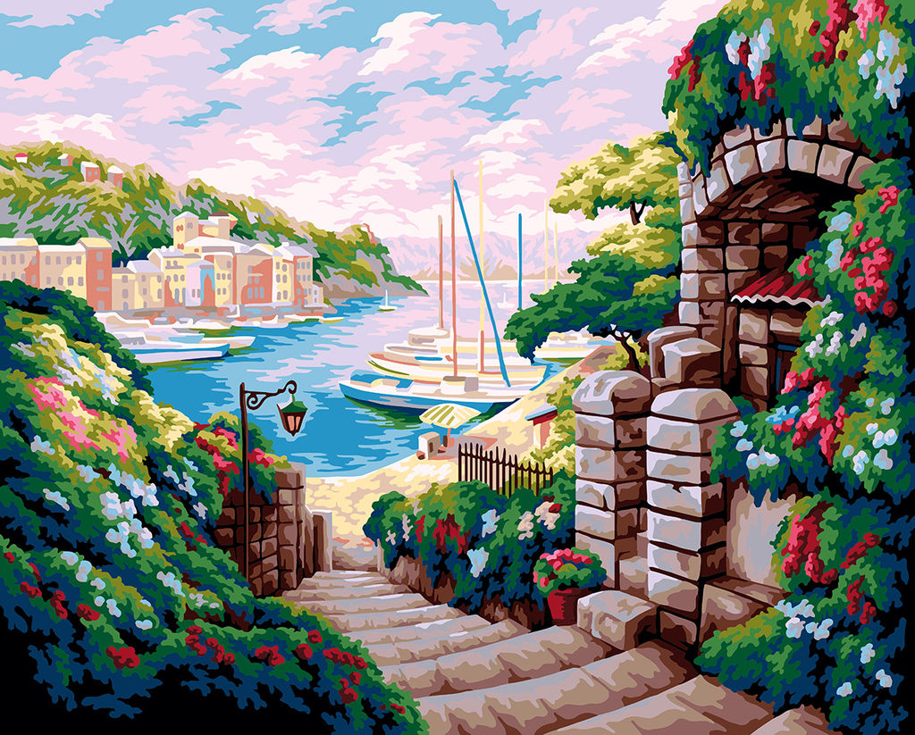 ФРЕЯ PNB/PL-030 Набор для раскрашивания по номерам 50 х 40 см Лазурное побережье