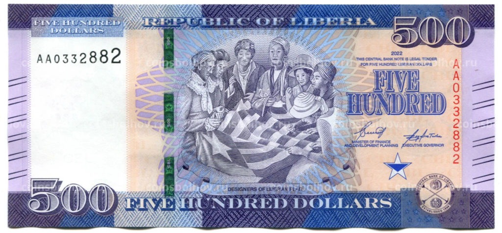500 долларов 2022 года Либерия